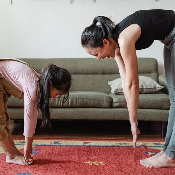 Mother and Daughter stretching